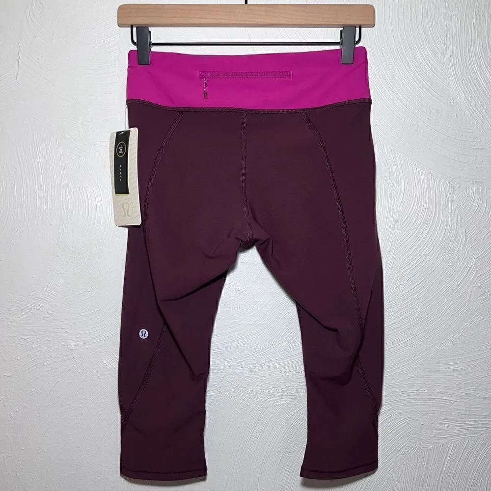 Lululemon Tight Stuff Crop in Bordeaux Drama / Raspberry